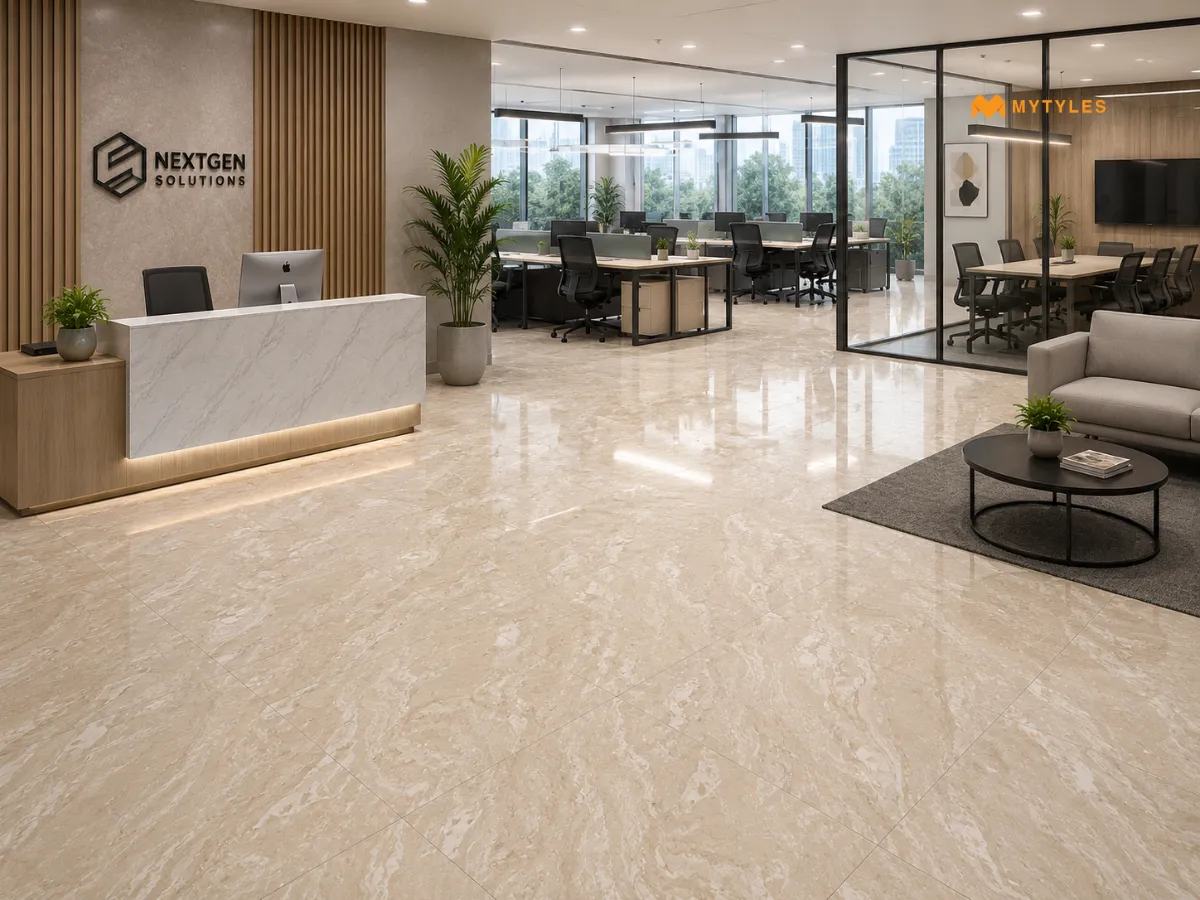 Beige Glossy Marble Tiles For Office 